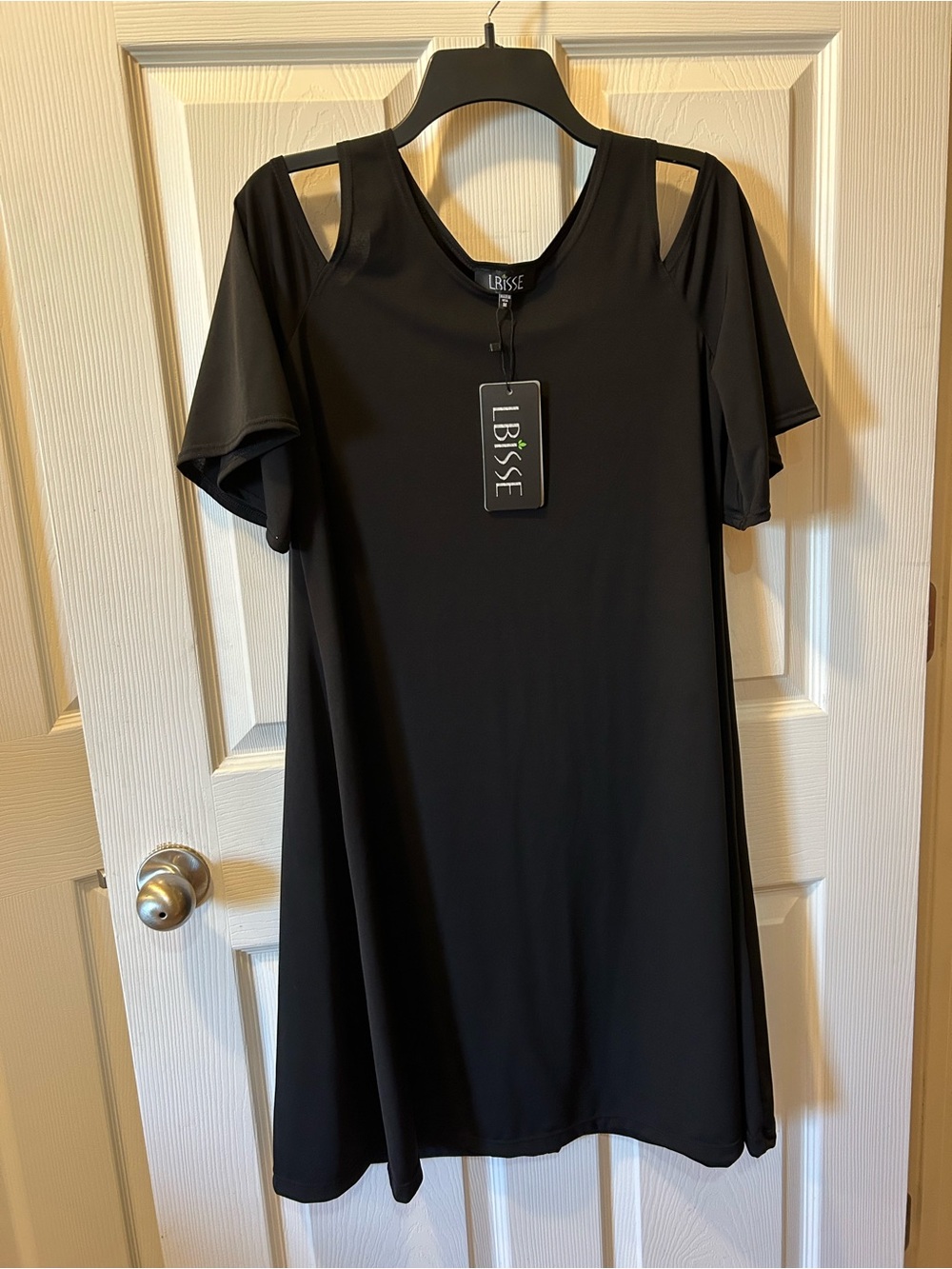 LBISSE Medium LBD Black Cold-Shoulder Short Sleeve Dress NWT